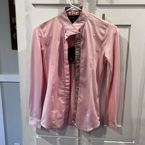 Ariat pro series pink equestrian hunter jumper show shirt size large